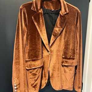 Elegant Velvet Blazer in Rich Brown